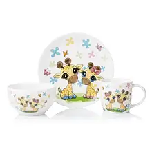 Набір дитячого посуду Ardesto AR3452GS White Baby giraffes 3 пр