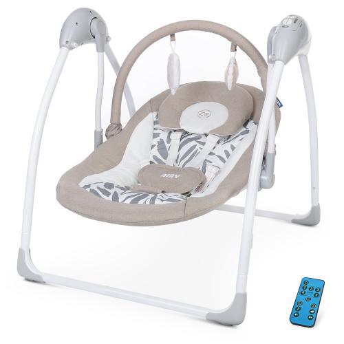 Крісло-гойдалка для немовлят з електро-заколисуванням  El Camino ME 1047L AIRY Beige Leaves (механізм гойдання: маятник) [Склад