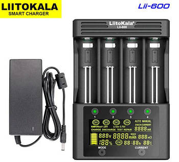 LiitoKala Lii-600 універсальний зарядний пристрій на 4 слота, для АА, ААА,18650, 26650, 21700 Li-Ion, LiFePO4,