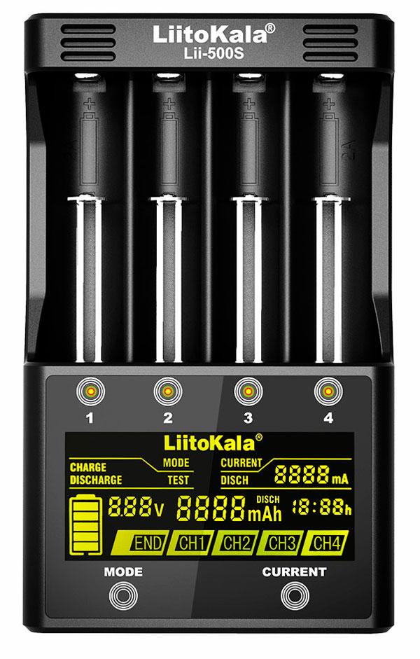 LiitoKala Lii-500S універсальний зарядний пристрій на 4 слота, для АА, ААА,18650, 26650, 21700 Li-Ion,