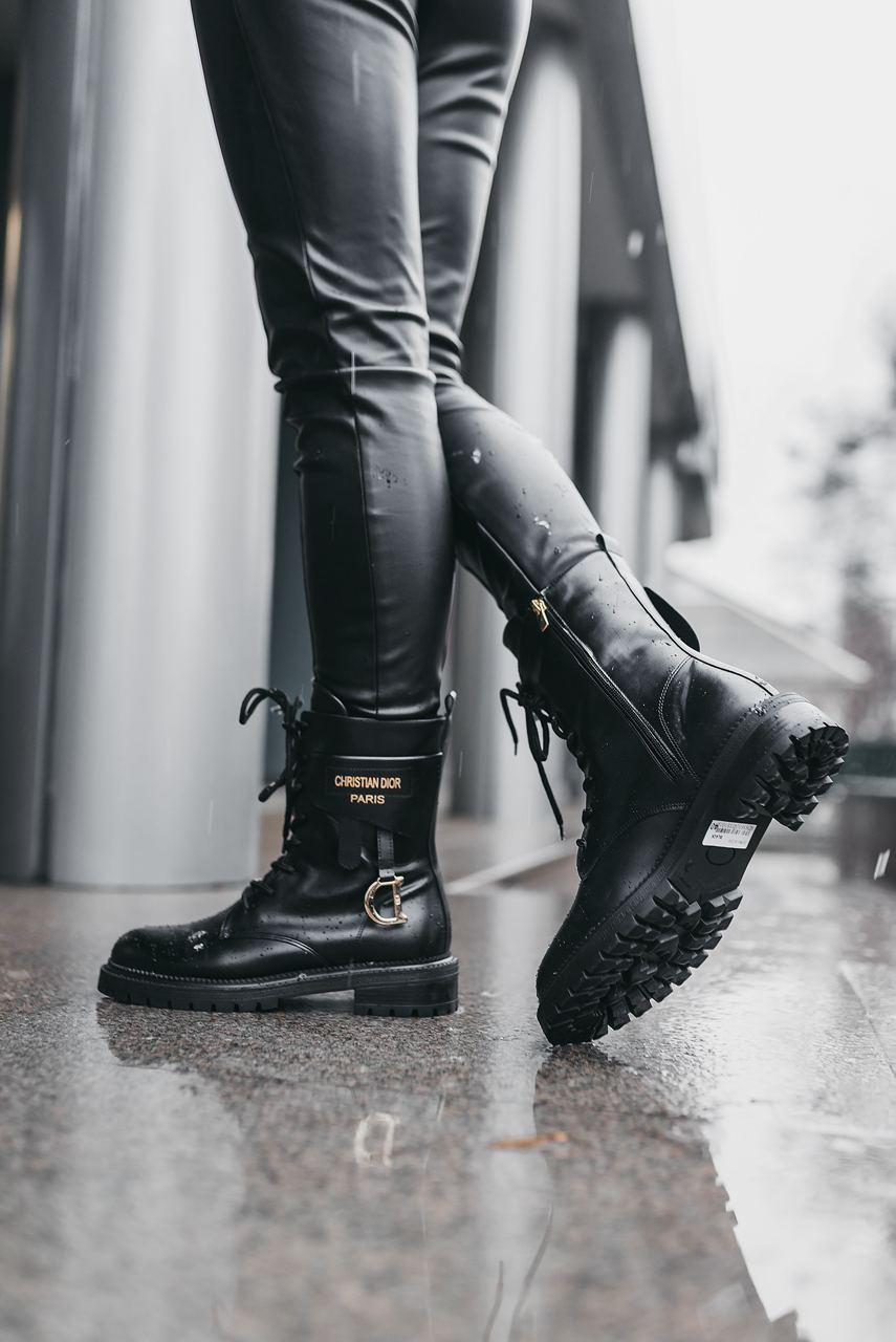 Зимові Жіночі Черевики Christian Dior Boots Black / Крістіан Діор Бутс Чорні