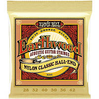 Струны Ernie Ball 2069 Earthwood 80/20 Bronze 28-42 Folk Nylon Clear & Gold Ball End