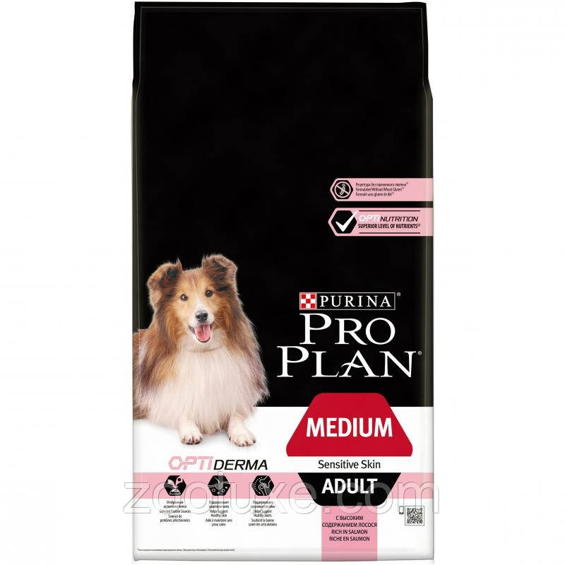 Purina Pro Plan Medium Adult Sensitive Skin Salmon 14 кг / Пурина Про План Медіум Едалт Сенситив Скін — корм