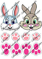 Съедобная картинка "Зверушки " Зайчик, заяц, кролик сахарная и вафельная картинка а4