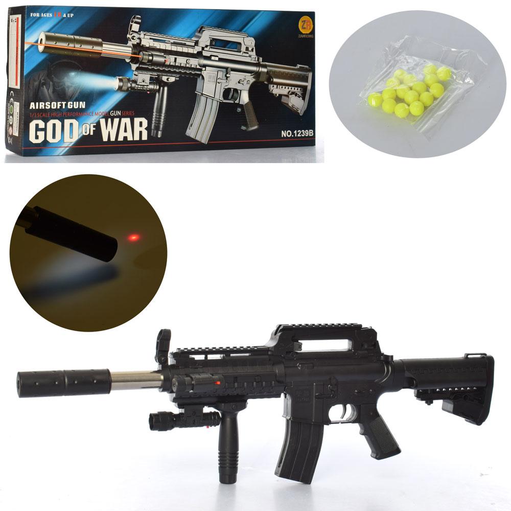 Дитячий іграшковий автомат із лазерним прицілом М4А1 1239B (стріляє пластиковими кульками 6 мм)