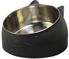 Миска для маленьких собак TRYshop 400мл, металева під кутом