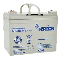 Акумулятор 12 V 33 Ah MERLION AGM GP12330M6 (202х144х199) White  свинцово-кислотний