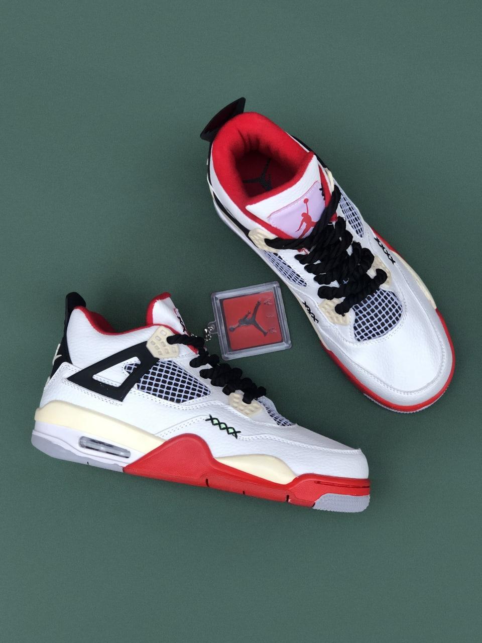 Кросівки чоловічі Nike Air Jordan 4 Retro Red White білий червоний джердан демісезонні високі модні