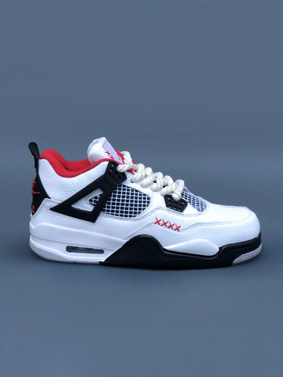 Кросівки чоловічі Nike Air Jordan 4 Retro White Black білий джердан демісезонні високі модні