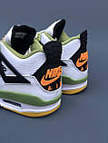 Кросівки чоловічі Nike Air Jordan 4 Retro White Green білий зелений джердан демісезонні високі модні, фото 5