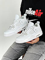 Кроссовки мужские Nike Air Jordan 4 Retro White белый джордан демисезонные высокие модные молодежные