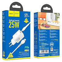Мережевий зарядний пристрій Hoco N19 Rigorous PD25W та кабель Type-C - Lightning White, фото 7