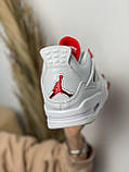 Кросівки чоловічі Nike Air Jordan 4 Retro White Red білий червоний джердан демісезонні високі модні, фото 8