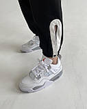 Кросівки чоловічі Nike Air Jordan 4 Retro White Oreo білий сірий джердан демісезонні високі модні, фото 4