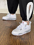 Кросівки чоловічі Nike Air Jordan 4 Retro White Oreo білий сірий джердан демісезонні високі модні, фото 7