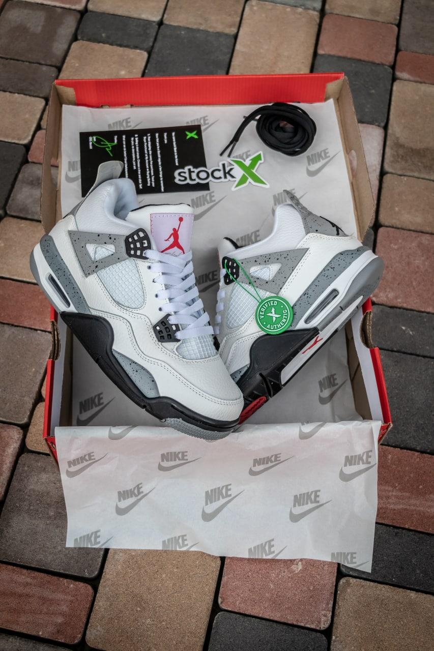Кросівки чоловічі Nike Air Jordan 4 Retro White Cement білий сірий джердан демісезонні високі модні