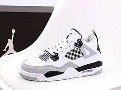 Кросівки чоловічі Nike Air Jordan 4 Retro White Black білий сірий джердан демісезонні високі модні