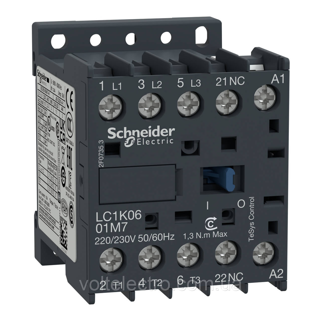 Контактор Schneider TeSys K 3P, 6А, НЗ, 220В гвинтовий затиск