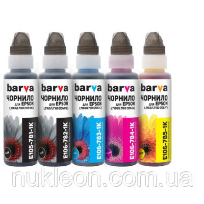 Популярний! Чорнило Barva Epson 105/106, 5x100 мл, OneKey, 1K (E105-1K-MP) - Краща якість тільки на Nukleon.com.ua