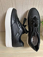 Женские черные кроссовки изискусственной кожи,на платформе и на шнуровке, размер 36-41