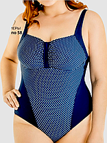 ОПТ Суцільний купальник для повних у горошок Z.Five 66075 синій на 50 52 54 56 58 розмір, фото 4