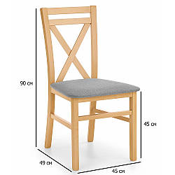 Дерев'яні стільці з м'яким сидінням дуб медовий Dariusz з оббивкою з тканини для кафе в стилі прованс