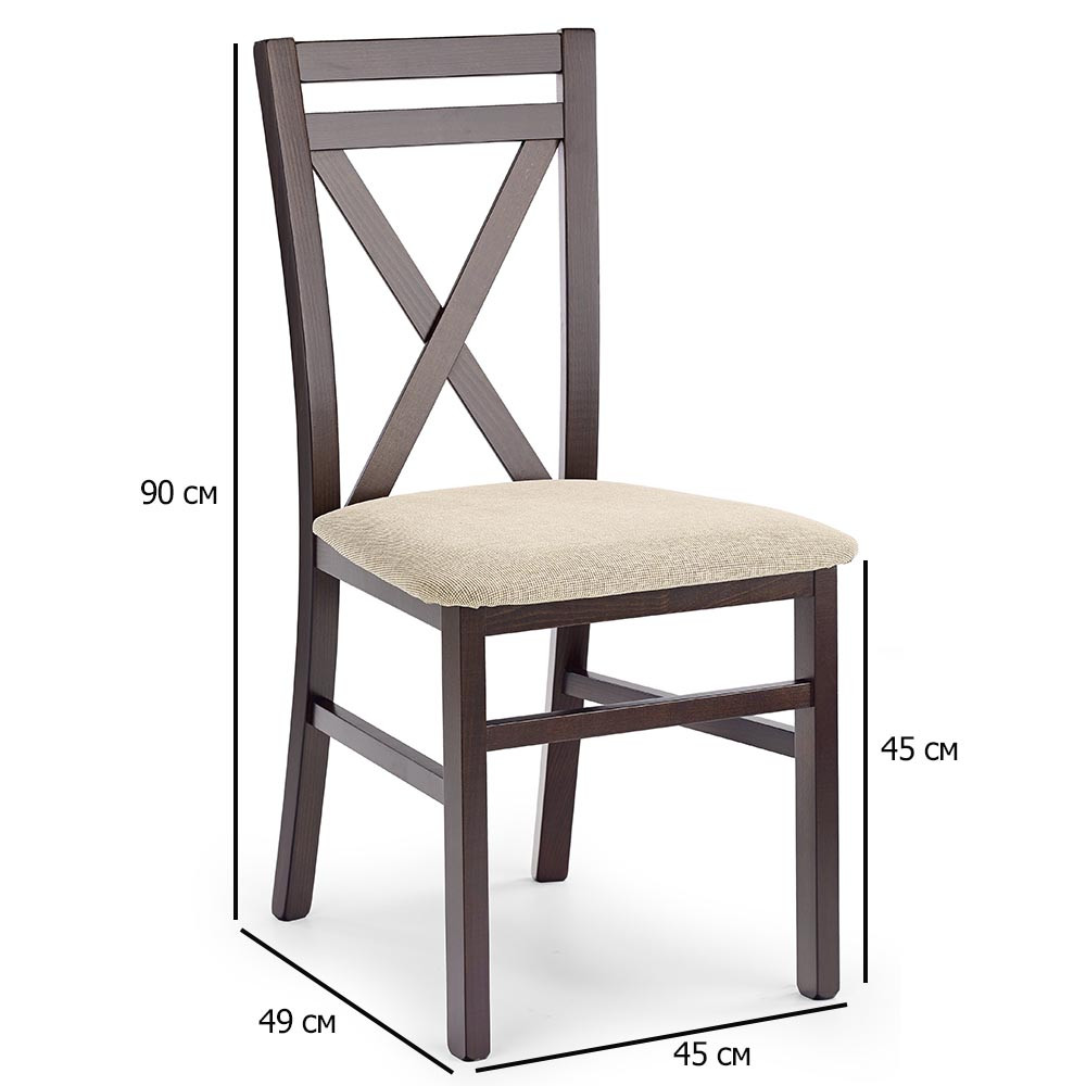 Дерев'яні стільці з м'яким сидінням темний горіх Dariusz з оббивкою з тканини у вітальню в стилі прованс