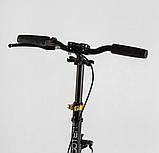 Самокат двоколісний Factor BS-98033 Чорний, з ручним дисковим гальмом, 2 амортизатори, підсклянник, фото 2