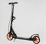 Самокат двоколісний Factor BS-98033 Чорний, з ручним дисковим гальмом, 2 амортизатори, підсклянник, фото 3