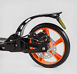 Самокат двоколісний Factor BS-98033 Чорний, з ручним дисковим гальмом, 2 амортизатори, підсклянник, фото 5
