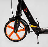 Самокат двоколісний Factor BS-98033 Чорний, з ручним дисковим гальмом, 2 амортизатори, підсклянник, фото 8