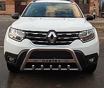 Кенгурятник з написом WT004 model нерж Renault Duster 2018-