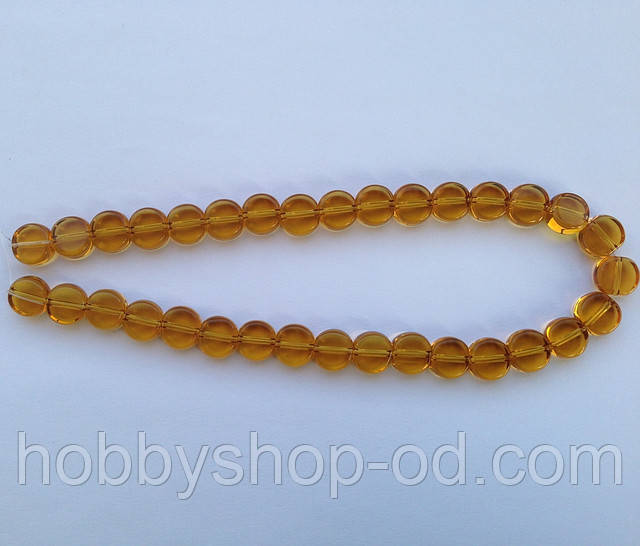 Бусина Таблетка колір бурштиновий 10 мм, фото 1