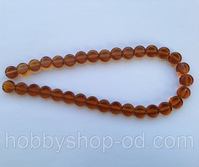 Бусина Таблетка колір коньячний 10 мм, фото 1