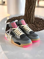 Кроссовки женские Nike Air Jordan 4 Retro Grey Pink найк аир джордан серый высокие стильные яркие