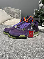 Кроссовки женские Nike Air Jordan 4 Retro Canyon Purple найк аир джордан фиолетовый высокие стильные яркие