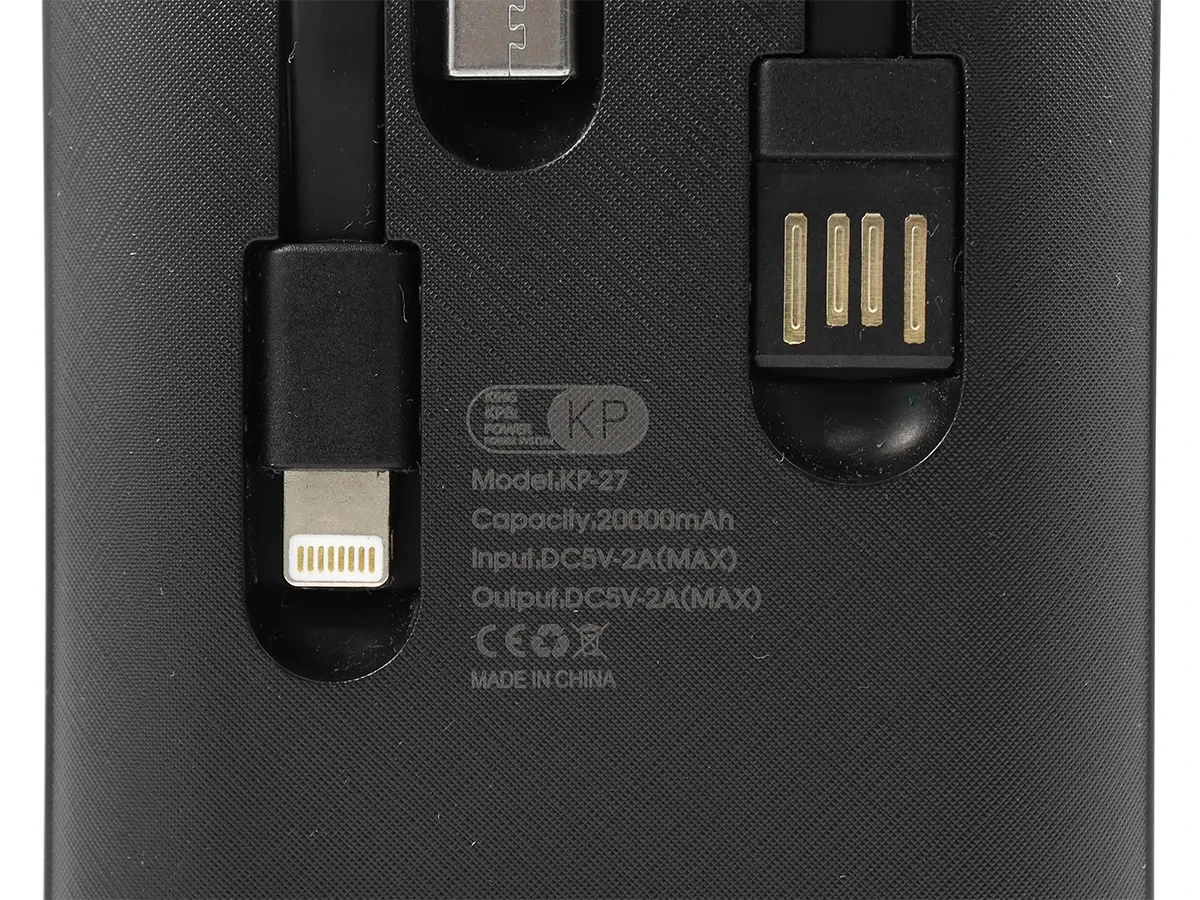 Внешний аккумулятор (power bank) 20000мАч KP KP-27 40шт 7276 - фото 6 - id-p1741383033