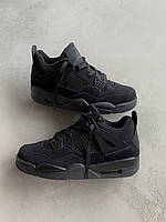 Кроссовки женские Nike Air Jordan 4 Retro Black Cat найк аир джордан черный высокие стильные яркие