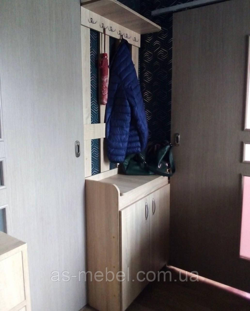 Набір в передпокій вішалка і обувниця закрита дуб сонома, фото 1