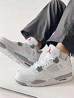 Кроссовки женские Nike Air Jordan 4 Retro White Oreo найк аир джордан белый высокие стильные яркие