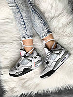 Кроссовки женские Nike Air Jordan 4 Retro White Cement найк аир джордан белый высокие стильные яркие