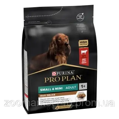 Purina Pro Plan Duo Delice Adult Small & Mini Beef, сухий корм з яловичиною для дрібних порід, 2.5 кг