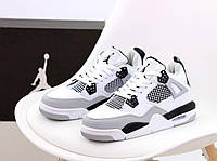 Кроссовки женские Nike Air Jordan 4 Retro White Black найк аир джордан белый высокие стильные яркие