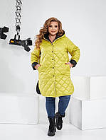 Демісезонне пальто у збільшених розмірах Лимонна м'ята