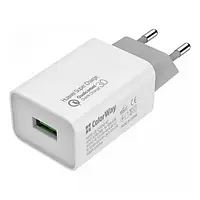 Адаптер питания для телефона ColorWay CW-CHS014Q-WT White (1 USB Huawei Super Charge/Quick Charge 3.0, 4A 20W