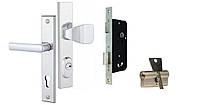 Ручки на планке с протектором ROSTEX R1 R 72мм +замок Mul-T-Lock SashLock комплект