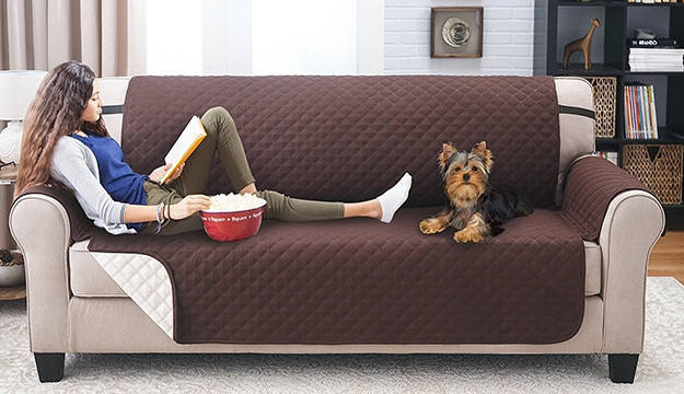 Покривало на диван двостороннє Couch Coat, Коричневий, накидка на меблі (40), фото 1