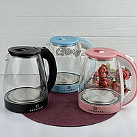 Скляний електричний чайник 1.7л з підсвічуванням прозорої Edenberg EB-3557 Електрочайник скляний 1800Вт