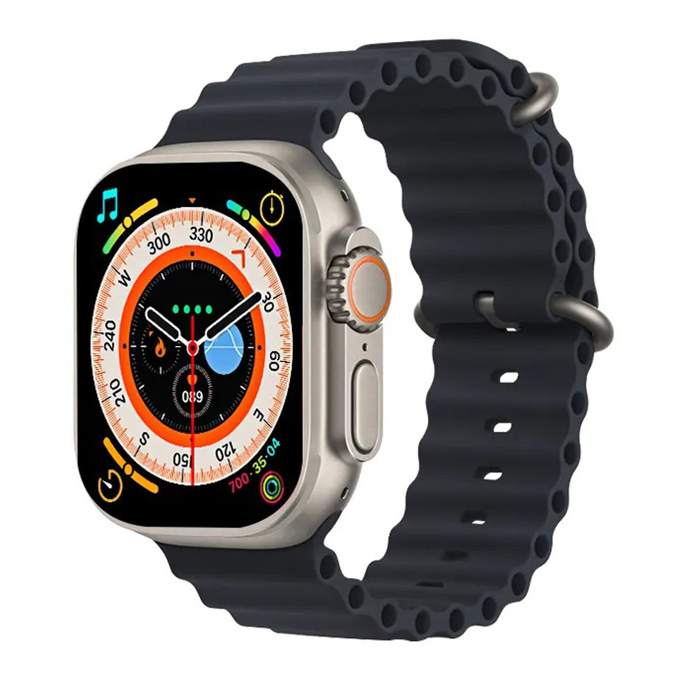 Розумний годинник smart watch 8 Ultra Смартгодинник з мікрофоном Шагомер Пульсометр Тонометр 49 mm Чорний