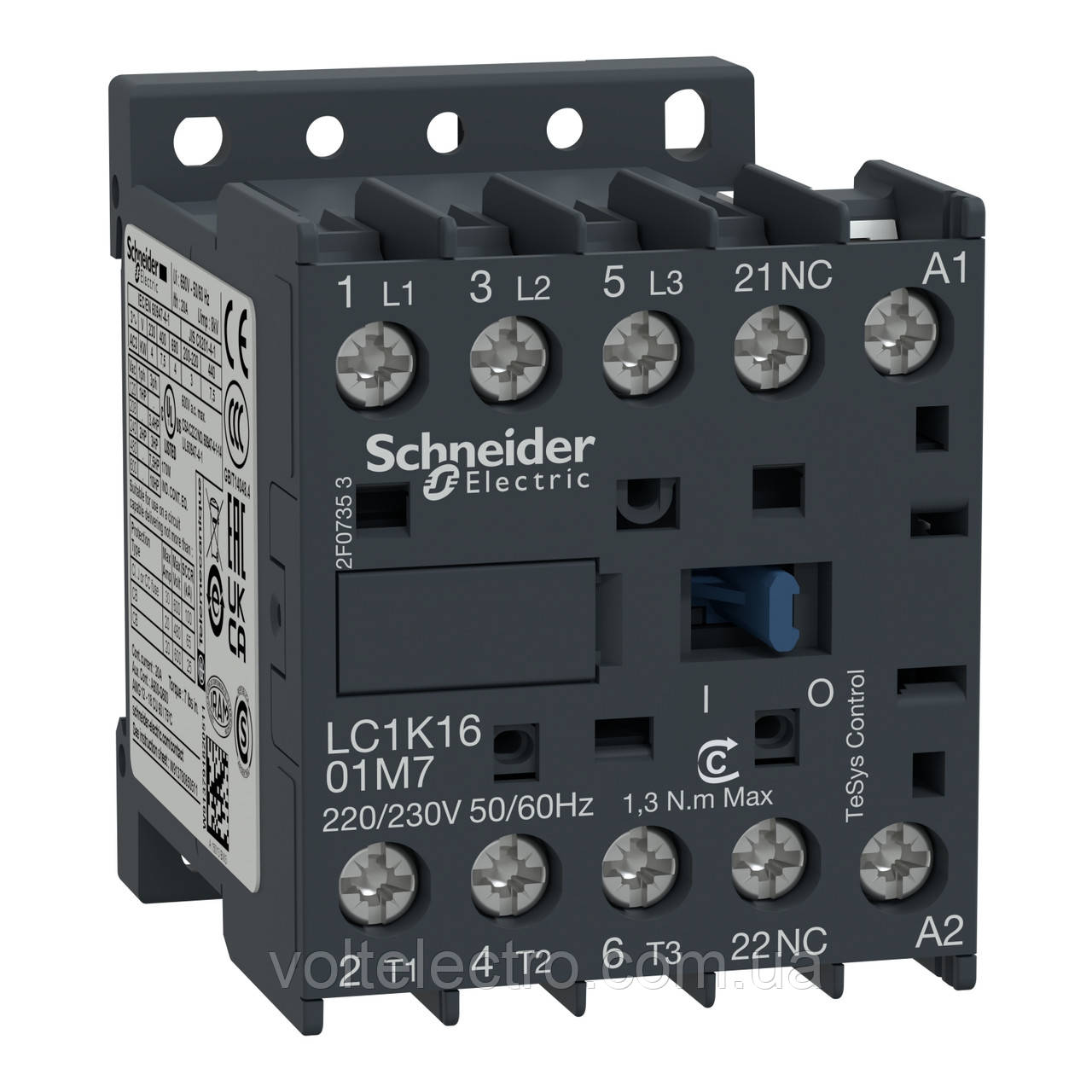 Контактор Schneider TeSys K 3P, 16 А, НЗ, 220 В гвинтовий затискач